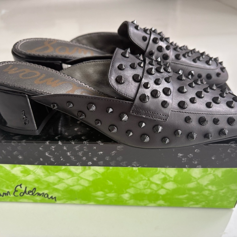 Sam Edelman Black Studded Mules